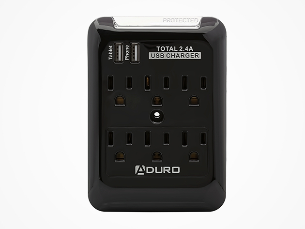 Aduro Surge Protector - 6-Outlet & 2-USB Port